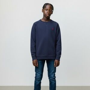 Polo‎ Ralph Lauren Navy Crewneck Sweatshirt Youth XL 18-20 Red Pony Logo Cotton